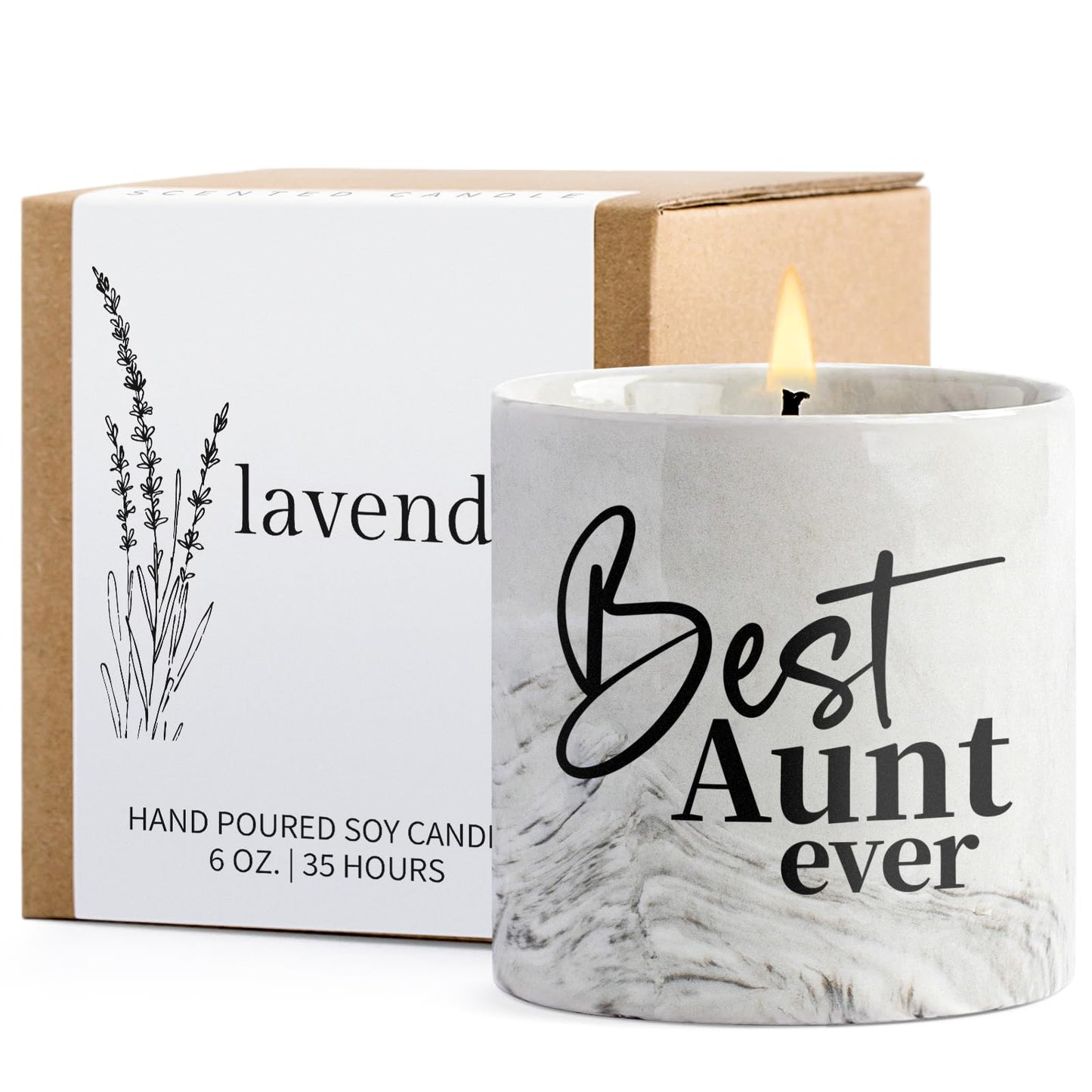 Aunt Gifts - Scented Best Aunt Ever Candle for Christmas, Birthday, Wedding and Mother's Day - 6 Oz Ceramic Candle From Niece and Nephew