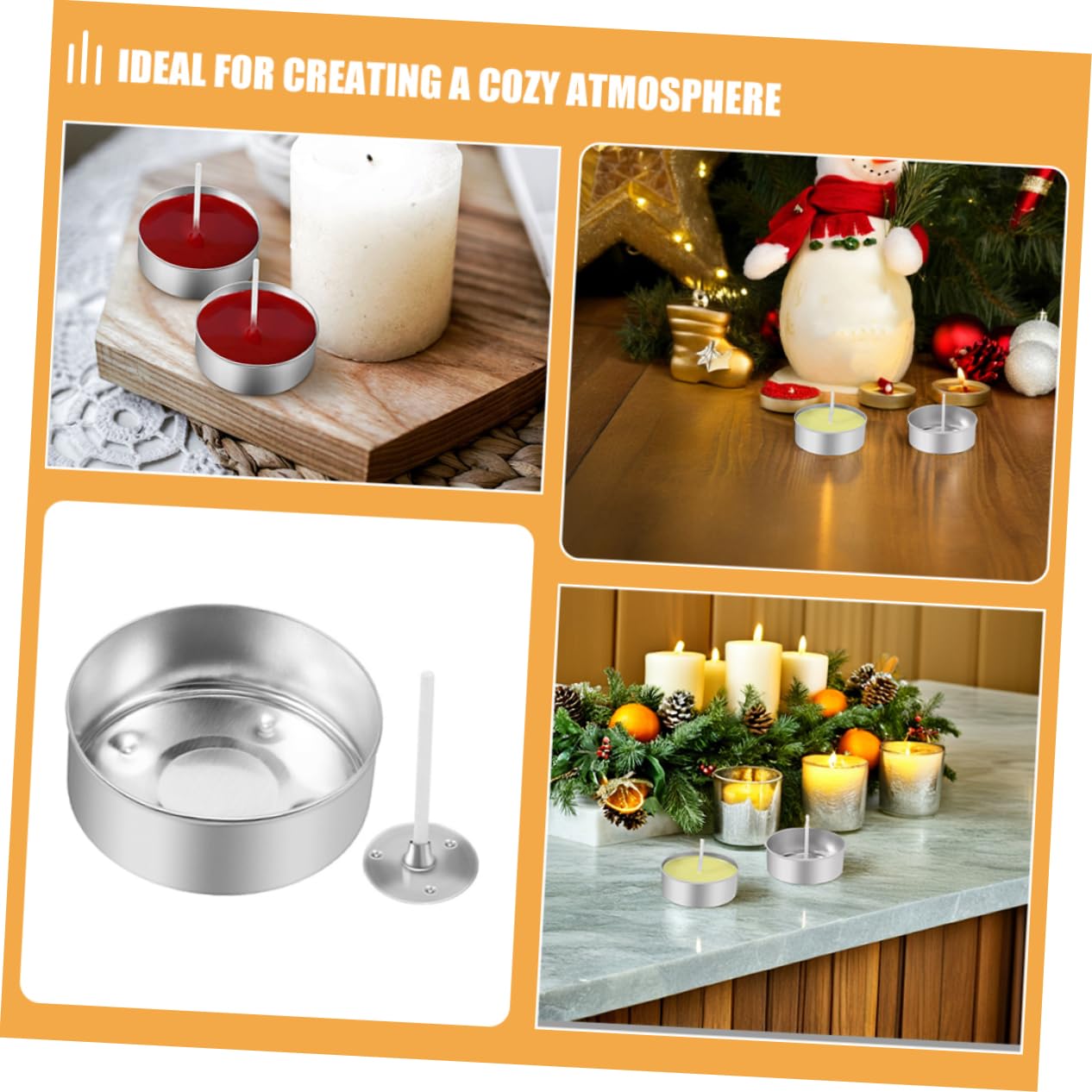 Operitacx 300 Pcs Aluminum Candle Cups with Wicks 1.49X1.49X0.55In Tea Light Containers for DIY Candle Making Home Decor Craft Projects