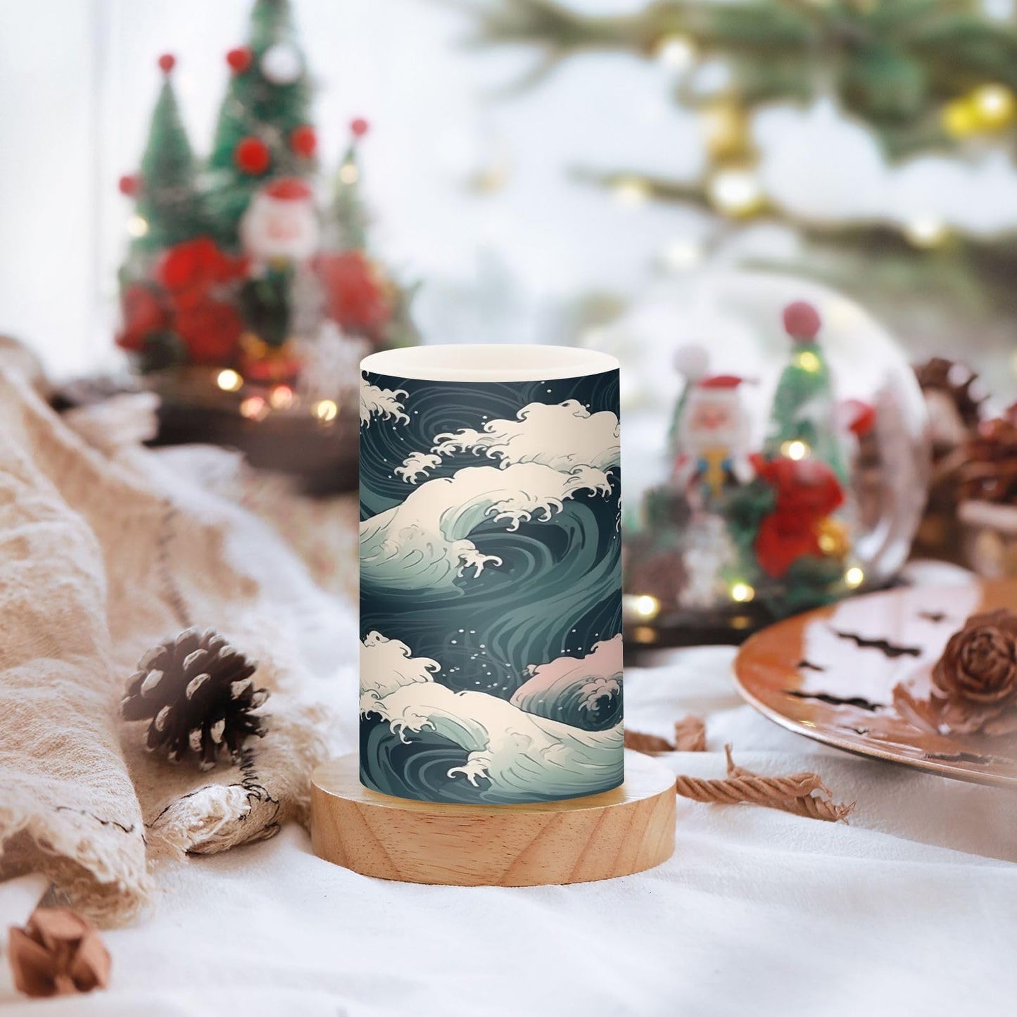KJIZMO Wave Flameless Candles with Remote and Timer Battery Operated LED Pillar Color Changing Candles for Night Halloween Party Christmas 2 Pack