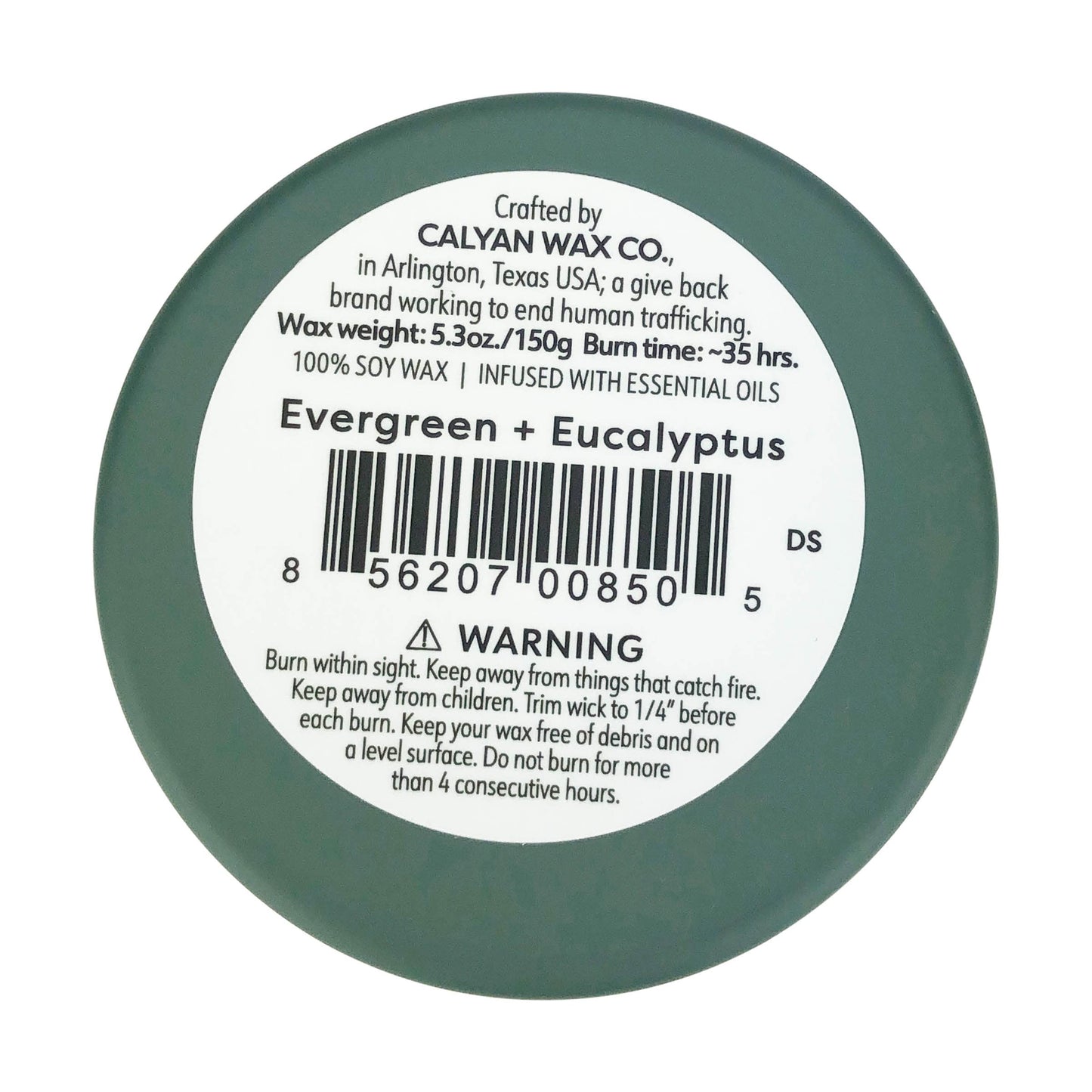 Calyan Wax Co. Dignity Series Evergreen & Eucalyptus Scented Candle - 35 Hour Burn - Luxury Clean Soy Wax Candles - Long Lasting Green Glass Jar Candle for Home - 5.3oz