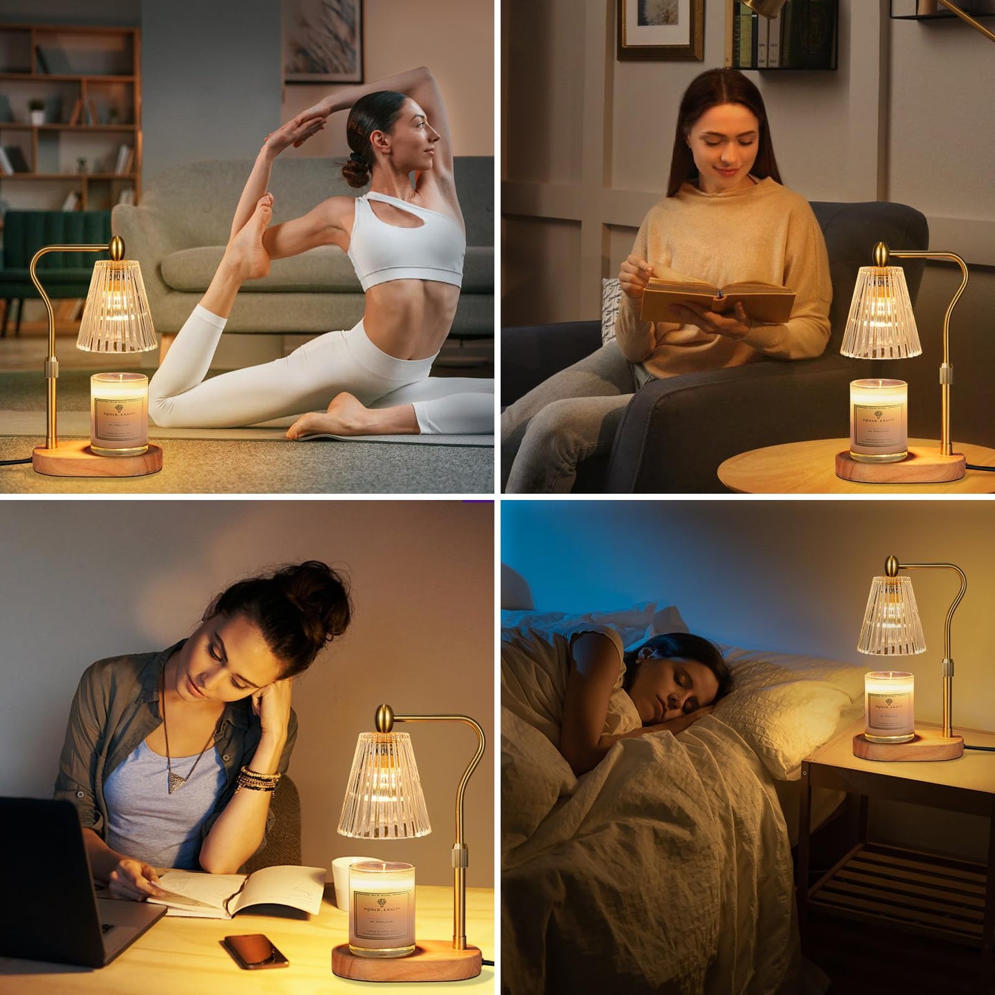 Engpure Candle Warmer Lamp - Candle Warmer Lamp with Timer and Dimmer Adjustable Height,Electric Wax Melt Warmer with 2 Bulbs for Scented Jar Candles Home Decor Mother's Day Gifts, Amber