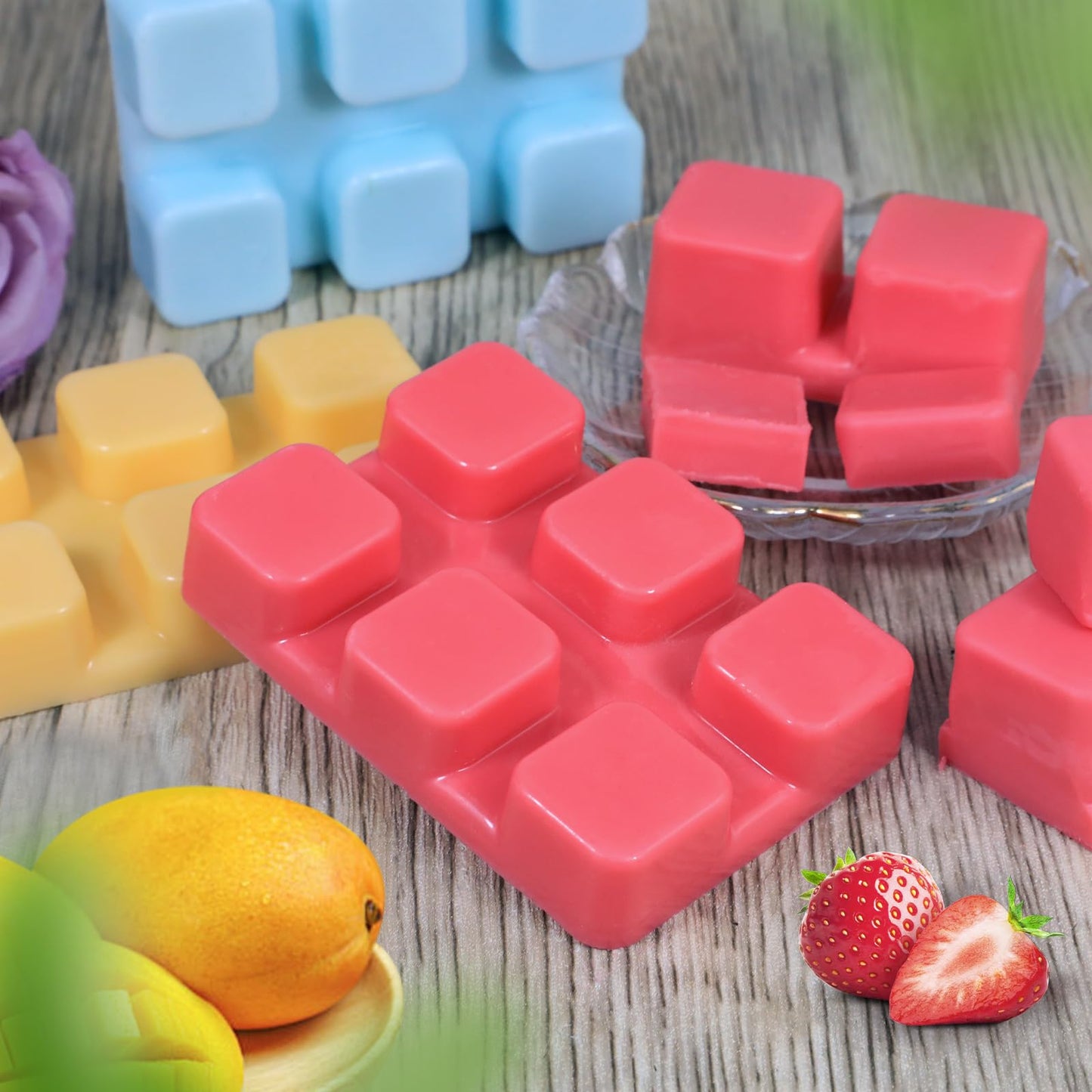 SCENTORINI Wax Melts, Scented Wax Cubes Strong Scent, Summer Scents Soy Wax for Wax Warmer - Pineapple, Watermelon, Strawberry, Mango, Passion Fruit, Mint, 6 Pack