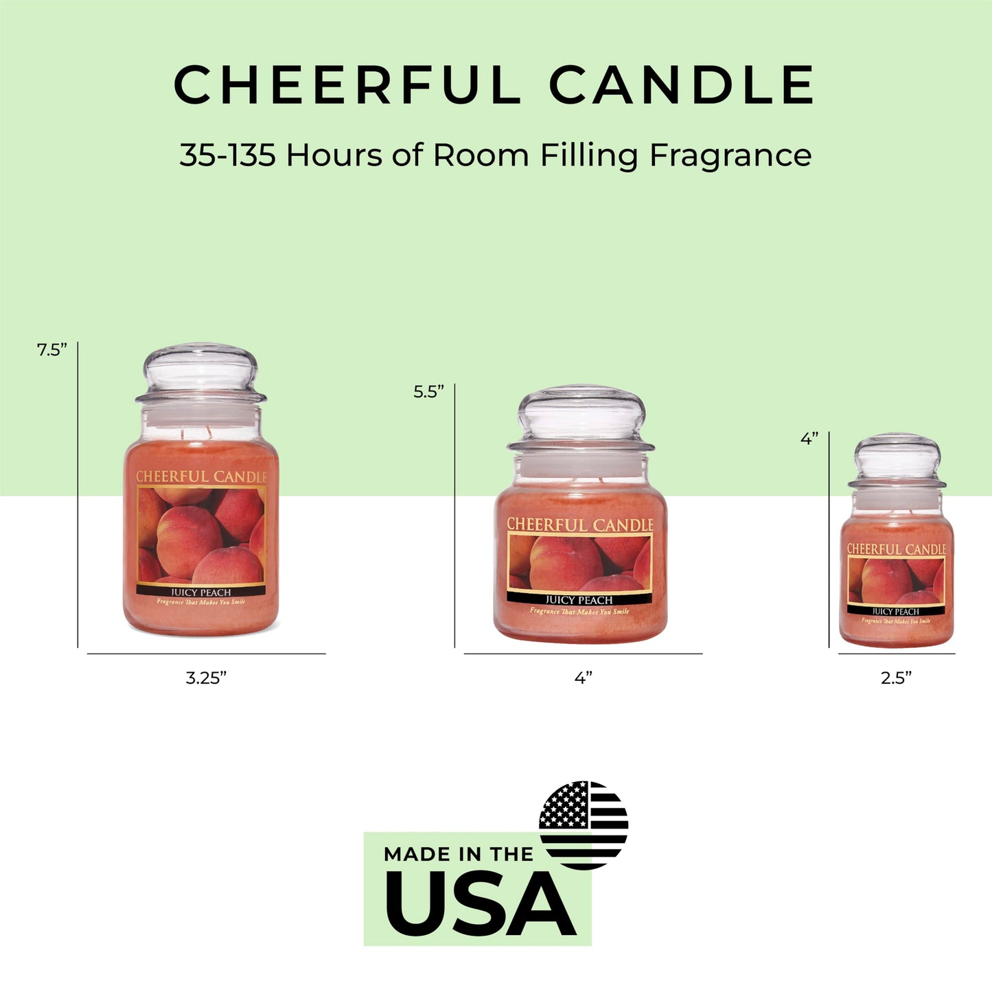 A Cheerful Giver - Juicy Peach Scented Glass Jar Candle (24 oz) with Lid & True to Life Fragrance Made in USA
