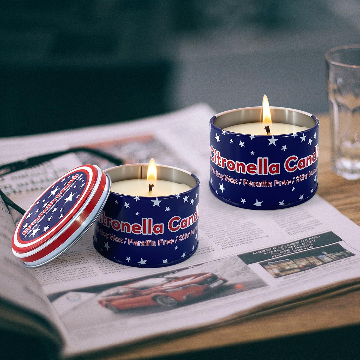 4-Pack Citronella Candles in Jars (4oz Each) – Long-Lasting Outdoor Scented Candles for Patio, Garden & Backyard – Fresh Invigorating Fragrance to Enhance Ambiance