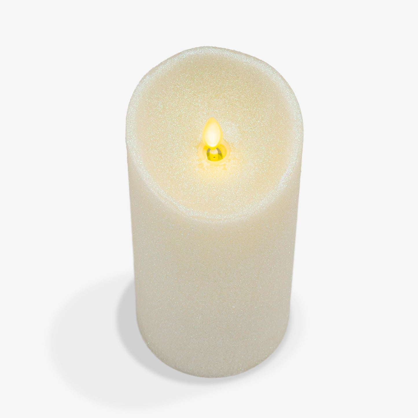 Luminara Glitter Flameless Candle Pillar (Ivory, 3.5" x 7")
