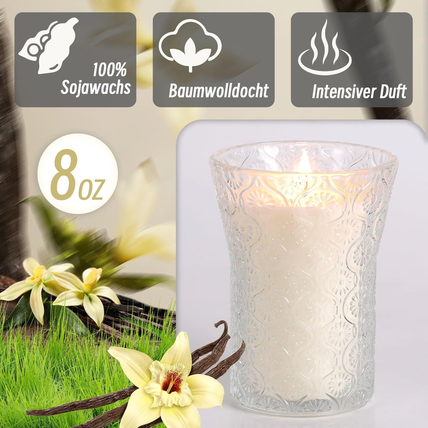HAVITI Vanilla Sugar Scented Candle, Galentines Valentines Mother's Day Soy Jar Candles Gift for Men Women,8 OZ Aromatherapy Candles for Home Decor