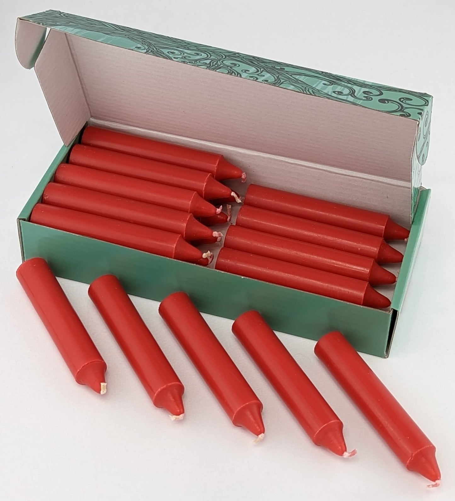 Wicca Wicks - 20 Red Candles | 4 inches Tall & 3/4 inch Diameter | Witchcraft Supplies for Your Personal Wiccan Altar, Spells, Charms & Rituals | Witchy Room Decor | Taper Candlesticks (Red)