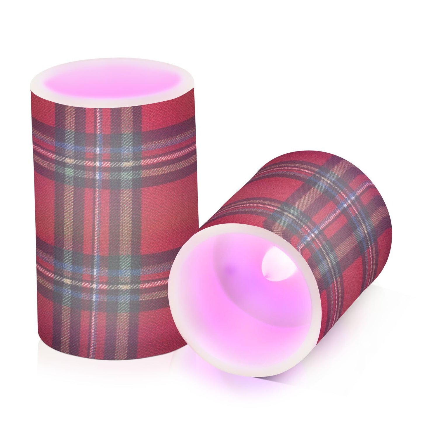 ALAZA Holiday Red Green Buffalo Tartan Plaid Flickering Flameless Candles Battery Operated with Remote Timer,Tea Light Candles LED Pillar Votive Candles Set of 2 for Outdoor Indoor Decorations