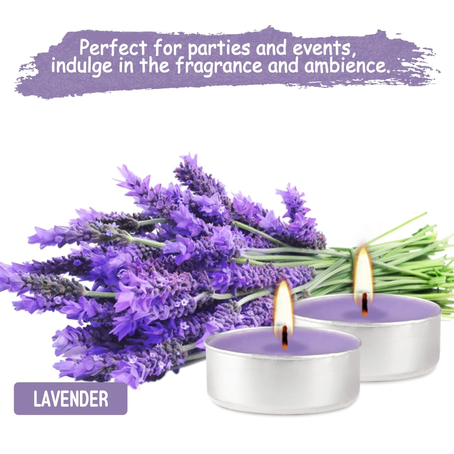 Wfmolcand Purple Lavender Scented Tealight Candles - Giant 100 Pack Candles -Smokeless, 4 Hour Burn - Gift Set for Valentine's Day, Christmas, Weddings Centerpiece & Home Decor