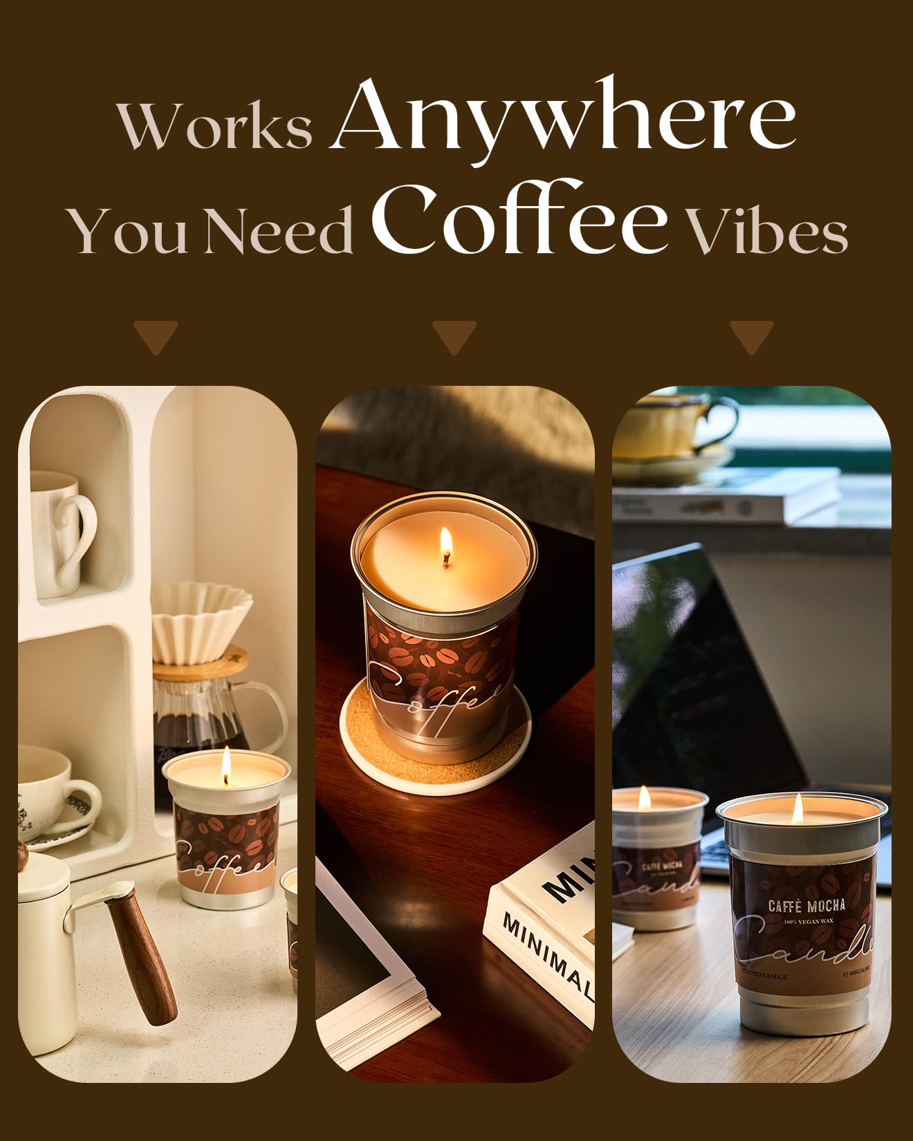 M&SENSE Espresso Candles Black Coffee Scented, 16.2oz