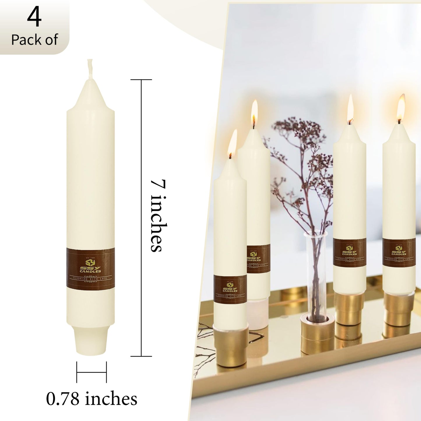 Ivory Candle Dripless Candlesticks Short Taper Candle 7 inch Small Candle Sticks Ivory Tapered Candles Wax Cute Stick Candles for Home Décor Weddings Holiday