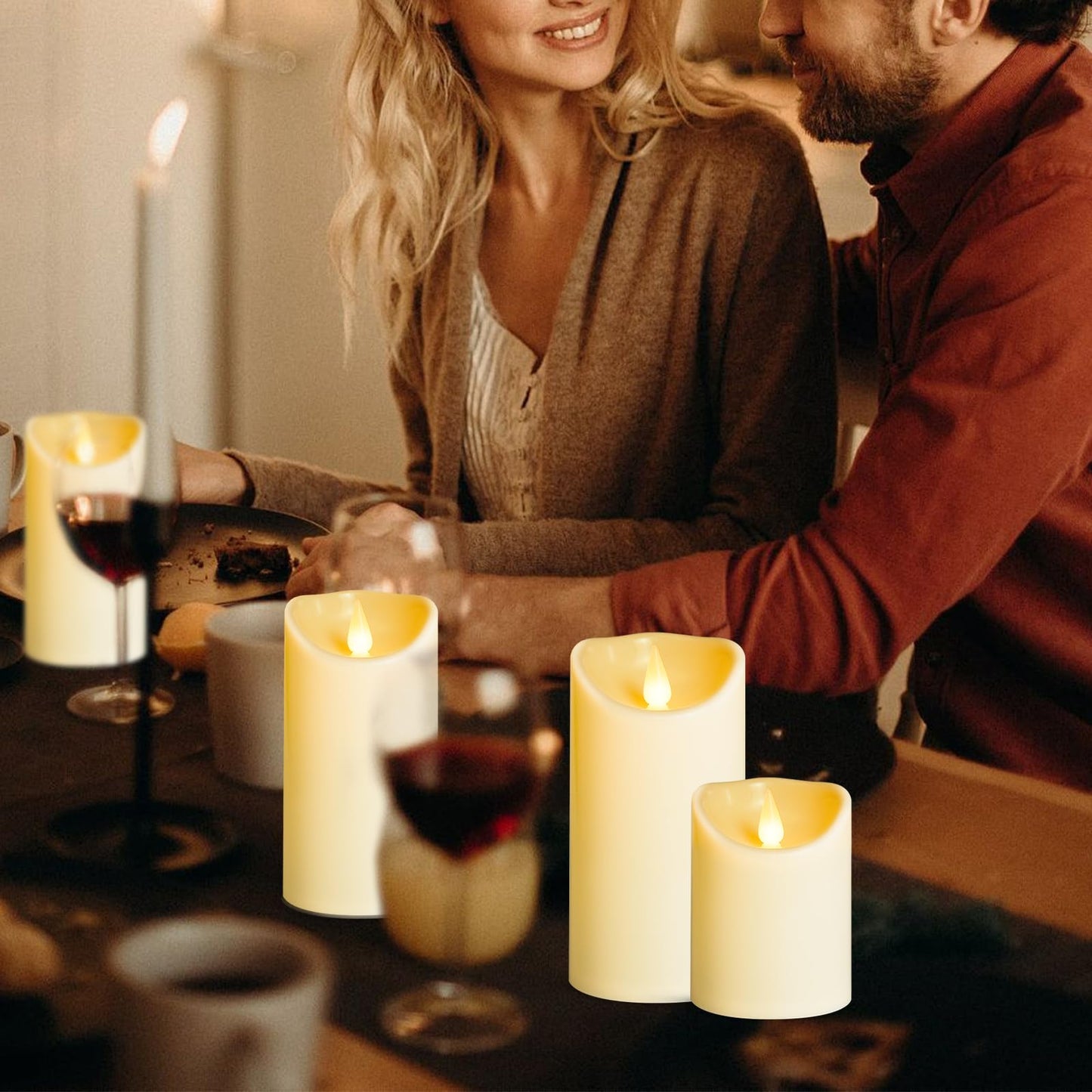 YIWER Plastic Flameless Battery Candles,Battery Powered LED Candle with Remote Control and Timer Electric Fake Flickering Light Pack of 3 D3 H4 5“6“