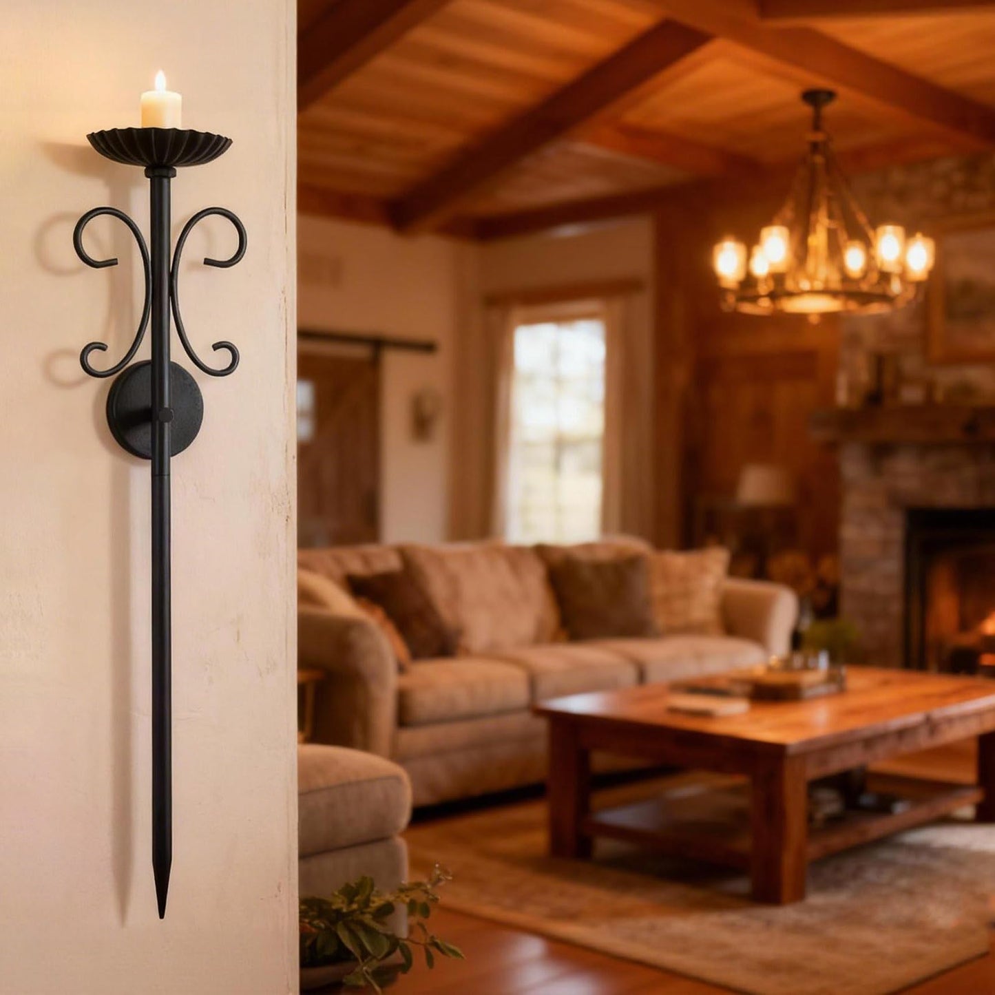 SJBFOOXB Metal Candle Sconce Holder Set of 2 Wall Mount Candle Holders,Modern Wall Candle Sconces Hanging for Living Room Farmhouse Fireplace Wedding