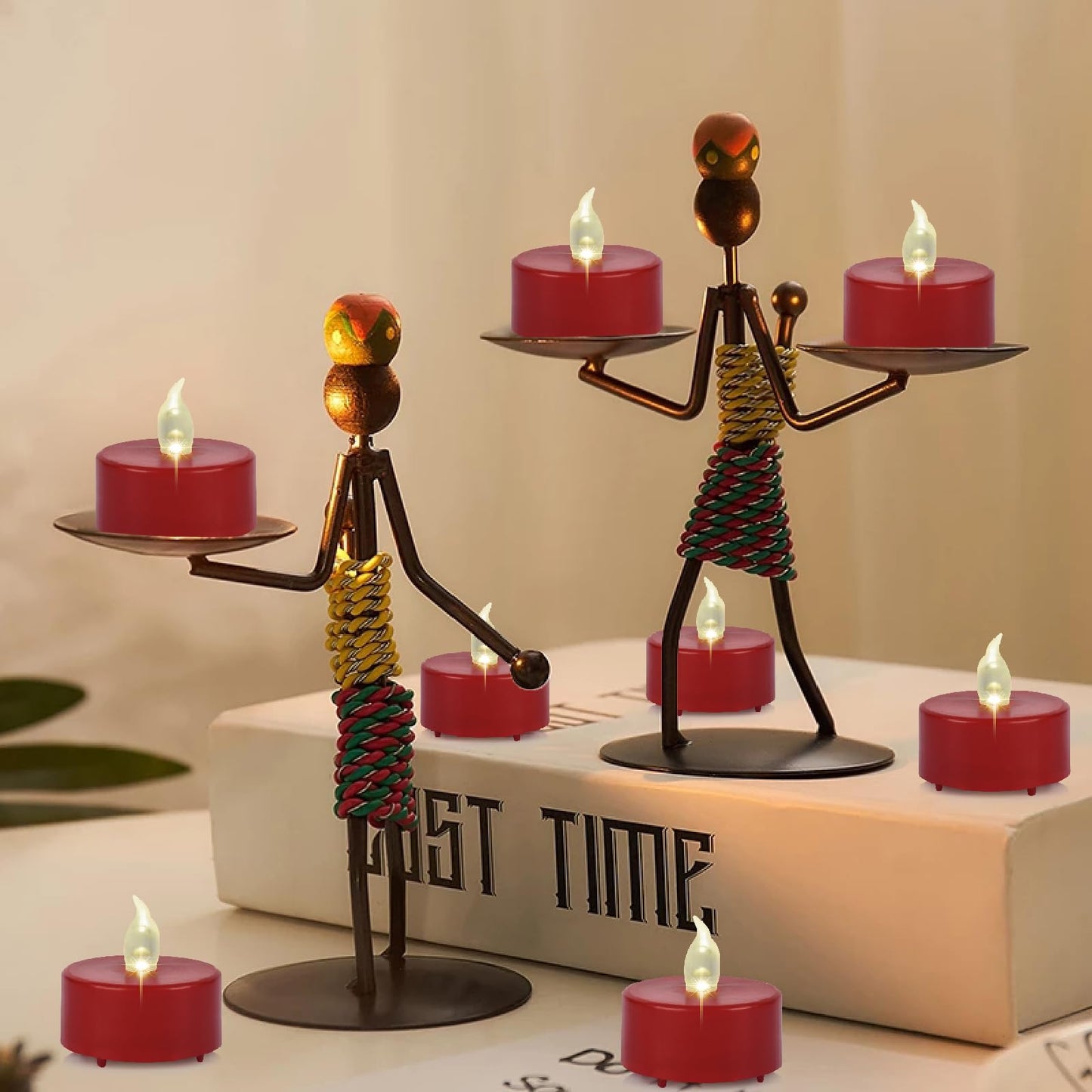 Baikaraer Battery Operated Tea Lights Candles,Flameless Led Electric Fake Candle, 50 Pack Realistic Flickering Votive Tealights, Long Lasting 200+Hours, for Wedding Party Home Decoration (Red)