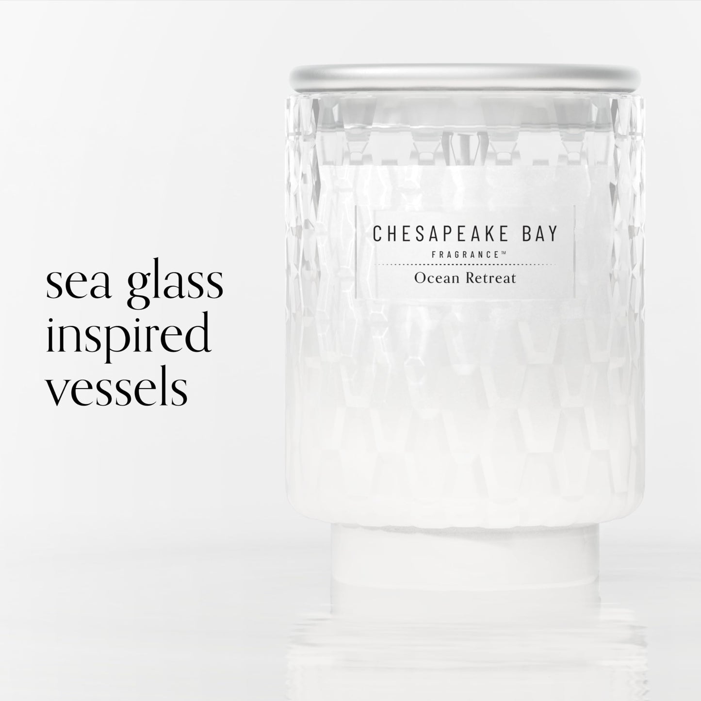 Chesapeake Bay, 8oz Ocean Retreat Scented Candle, Mood Evoking Fragrance, Textured Sea Glass-Inspired Jar, Premium Soy Blend Wax with Essential Oils, Coastal Fragrance for Home Décor or Gifting