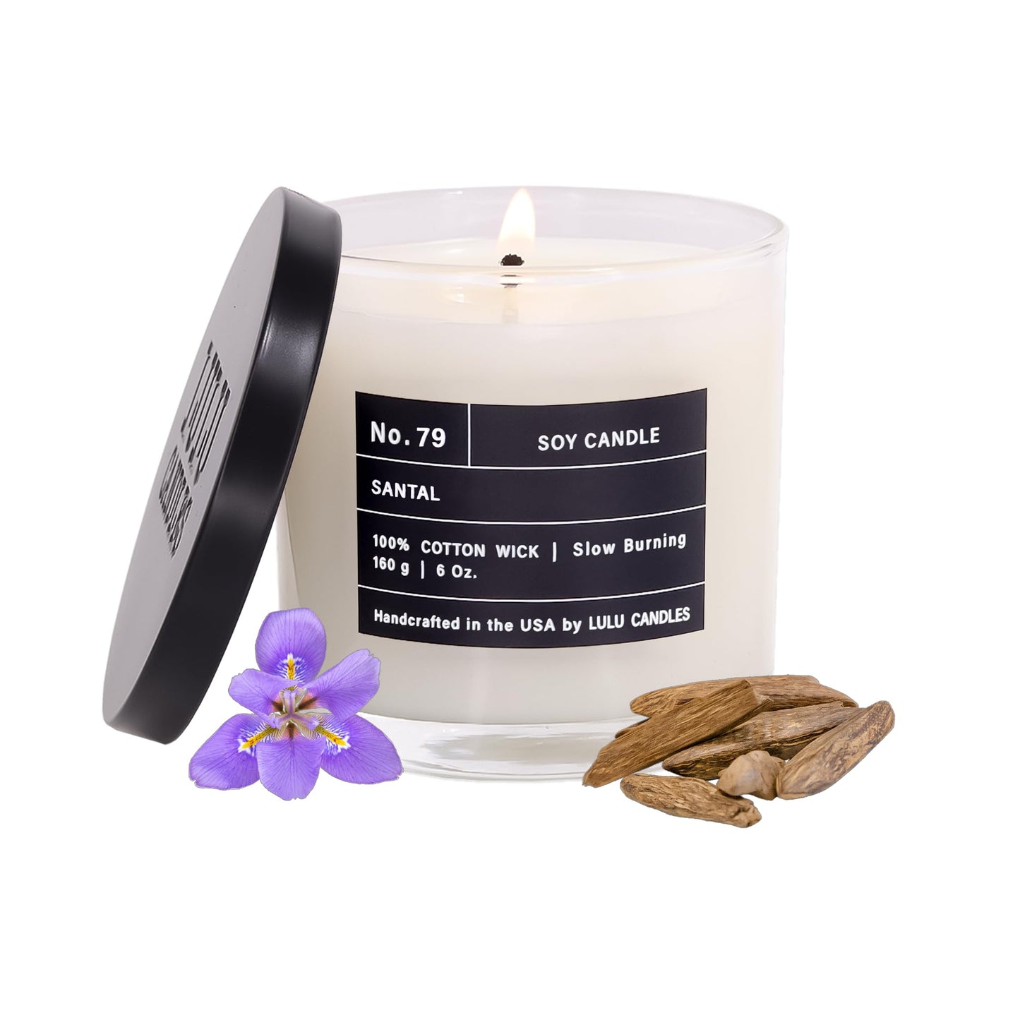 Lulu Candles | Santal | Smells Woodsy & Elegant | Luxury Scented Soy Jar Candle | Hand Poured in The USA | Highly Scented Long Lasting (6 Oz.)