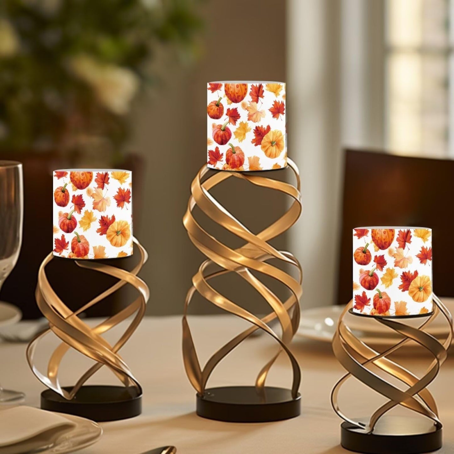 Cozeyat Fall Leaf LED Candles Set of 4 Battery Powered Flameless with Remote Timer Dancing Flame Waterproof for Home Garden Table Decor