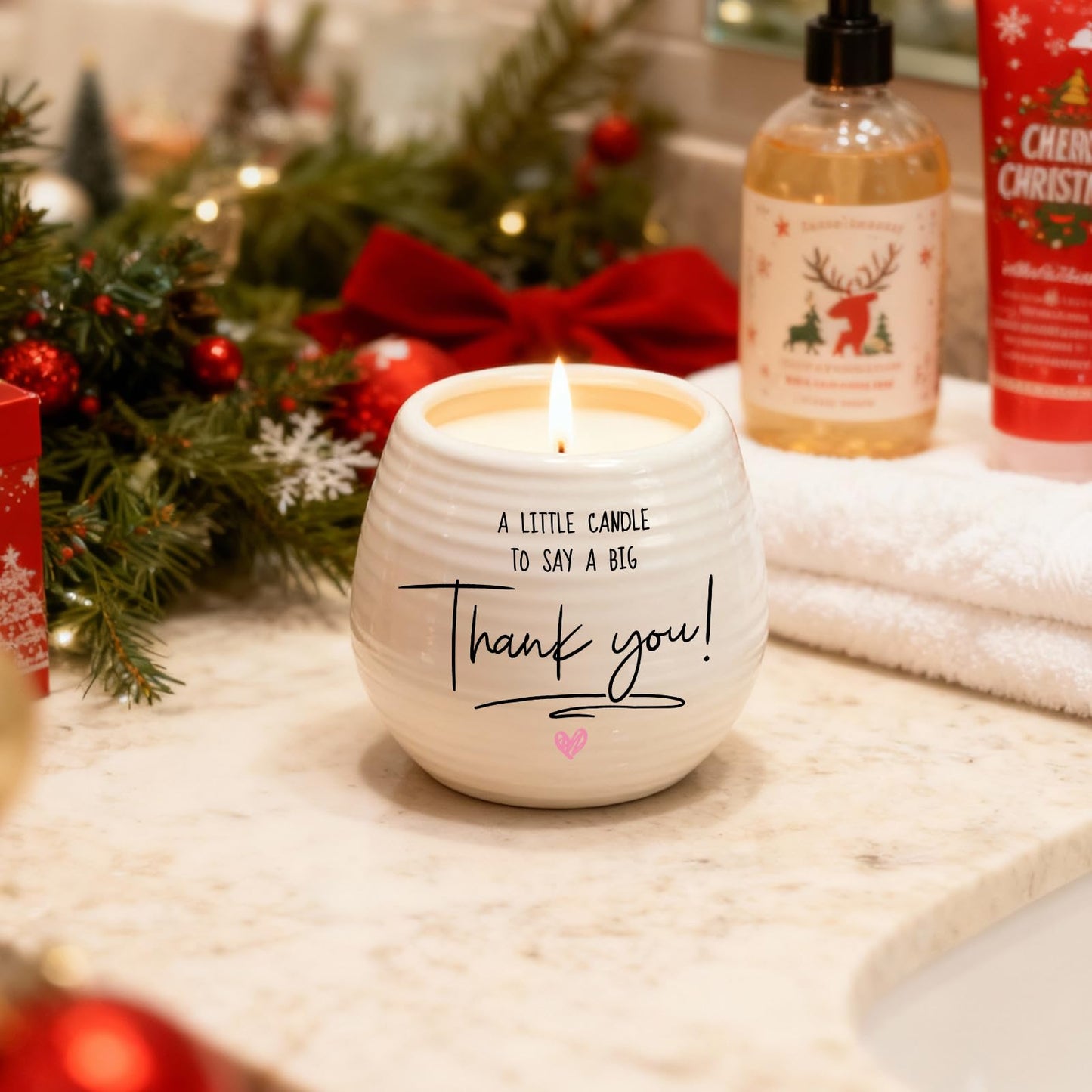 Thank You Gifts for Women Men, 10 Oz Handmade Ceramic Lavender Scented Candle, Hostess Gifts for Women, Thank You Candle, Appreciation Gift for Women Teacher Nurse Doctor Friends Coworkers Employee