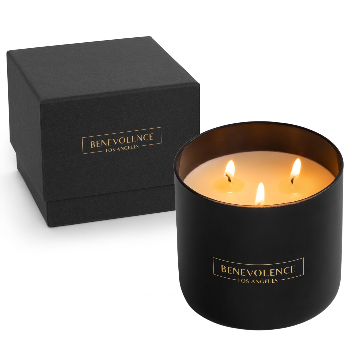 Benevolence LA 3 Wick Candle, Bergamot & Jasmine Large Christmas Scented Candles | Soy Candles | Holiday Candle Gifts for Women and Men | Home Fragrance | Aromatherapy | 14.5 Oz, 45 Hour Burn