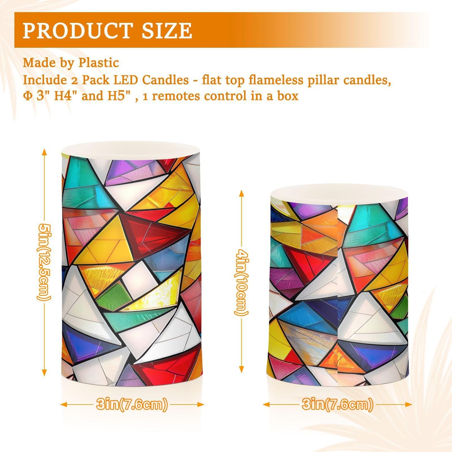 GUIJI Square Split Flameless Candles with Remote, Set of 2 Battery-Operated Pillar Candles for Home, Christmas, Party Decor