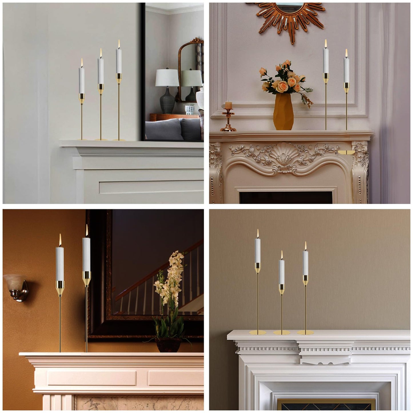 AUMAYCO Gold Candle Holders Set of 6, Metal Taper Candle Holders, Tall Gold Candlestick Holders, Fits 2.2cm Thick Candle&Led Candles, for Table Centerpiece, Mantels, Weddings, Dining, Party