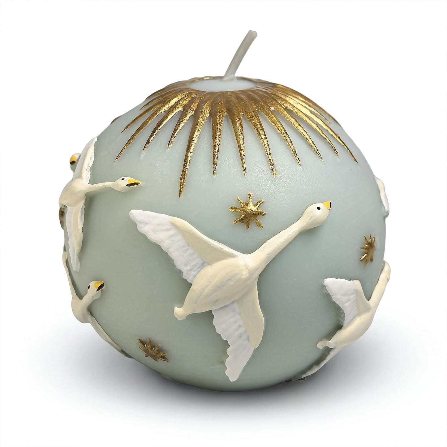 Hand-Painted Swan Ball Candles 7cm Round Soy Wax Scented Decor for Home Decorative Sphere Accent Aesthetic Gift for Women (Blue Ebony)