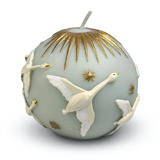 Hand-Painted Swan Ball Candles 7cm Round Soy Wax Scented Decor for Home Decorative Sphere Accent Aesthetic Gift for Women (Blue Ebony)