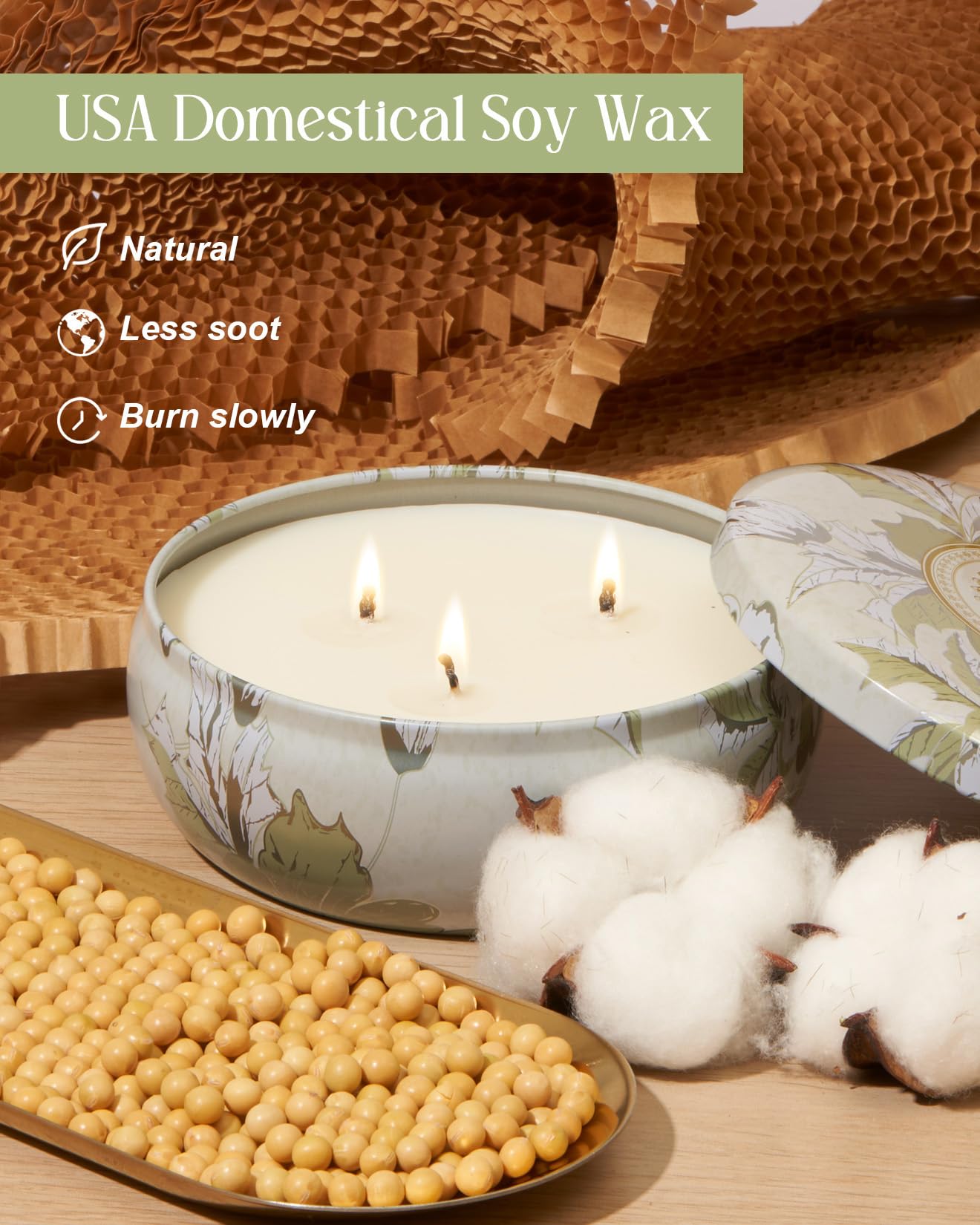 M&SENSE Citronella Candles Outdoor 12 oz, Large 3 Wick Soy Candle, Summer Candle for Home Scented,Over 40 Hour Burning Time, Relaxing Aromatherapy Candle Gift for Women and Men