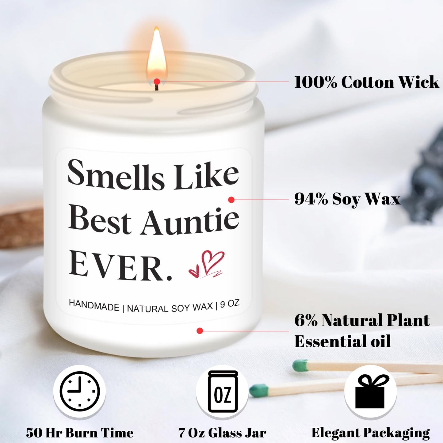Homsolver Gifts for Aunt, Birthday Mothers Christmas Thanksgiving Gifts for Aunt, Smells Like Best Auntie Ever Scented Candles