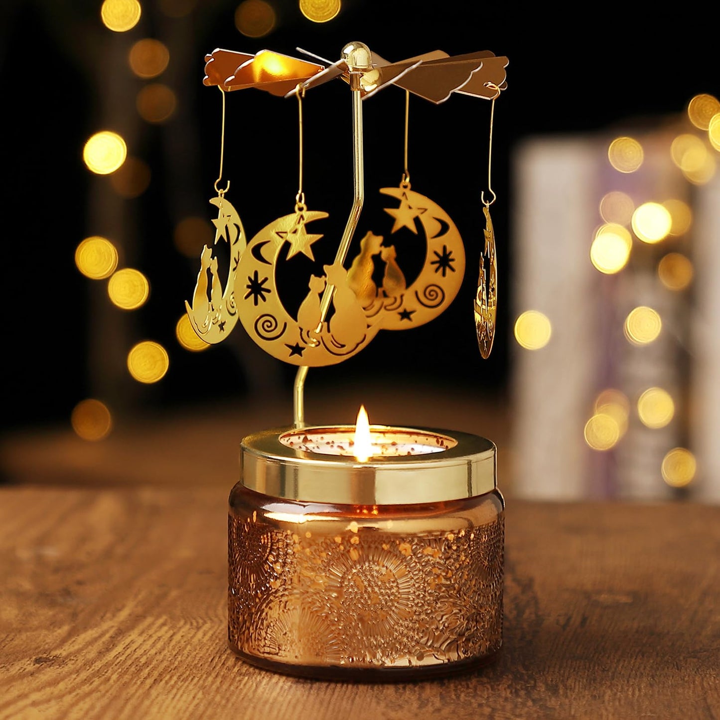 Cat Candle Gifts for Women, Birthday Gifts for Mom Daughter Sister Wife, Unique Gift for Friends Women, Rotatable Scented Candles Gift for Christmas Anniversary Mothers Day (Moon and Cat)