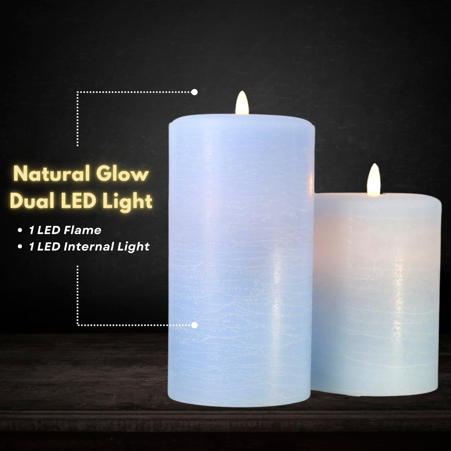 LumiPur Signature Coastal Collection Natural Glow Flickering Flameless LED Wax Pillar Candle (3.5" x 5", Powder Blue)