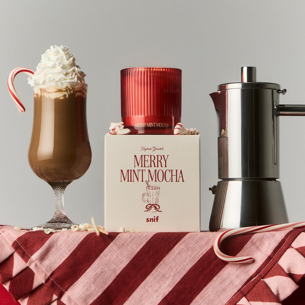 Half Baked Merry Mint Mocha Candle by Snif, Gourmand Holiday Scent, Peppermint, Cocoa & Vanilla, Clean, Non-Toxic, Vegan Soy Wax Blend, 8.5 oz