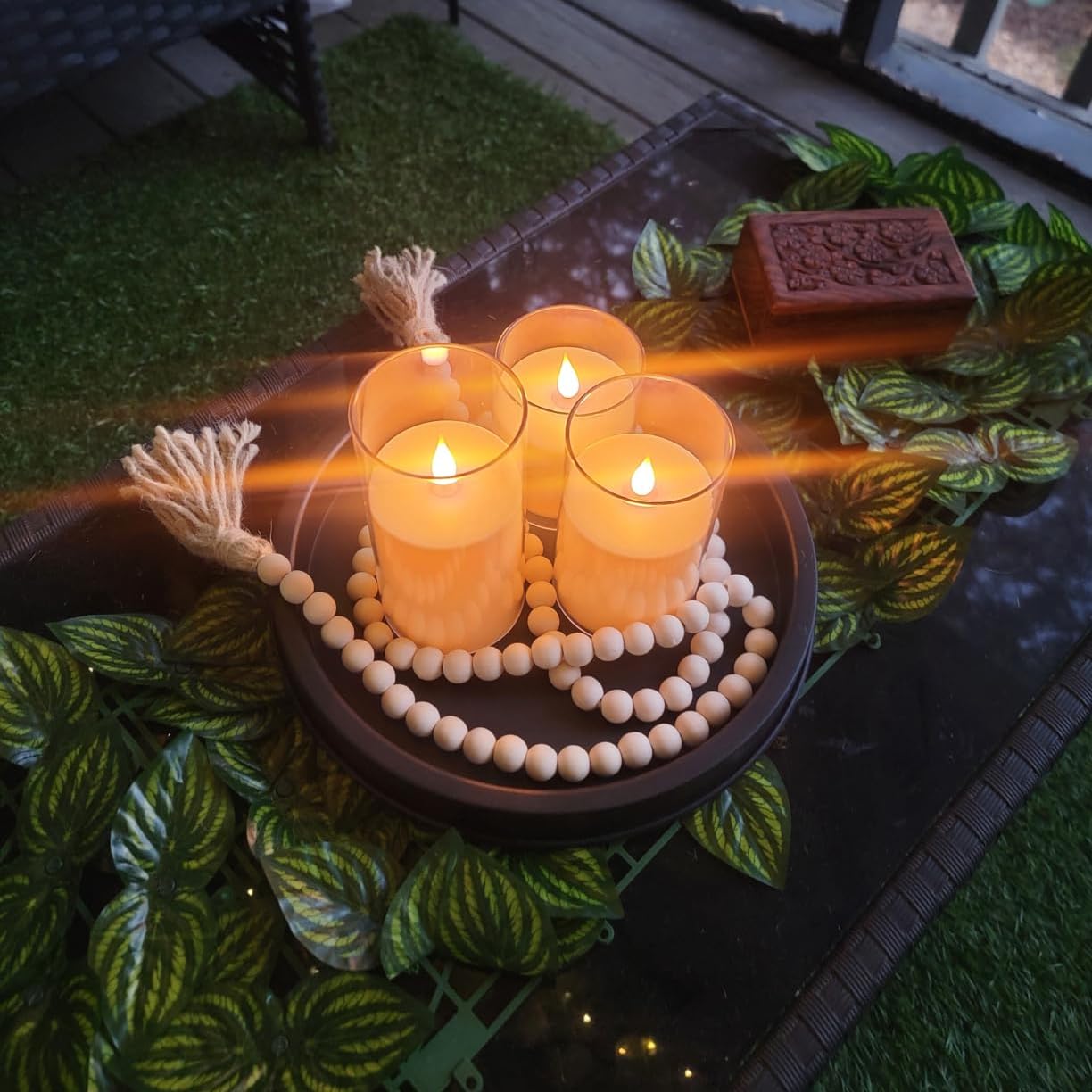 NICEME Flickering Flameless Candles with Remote Timer Unbreakable Acrylic Battery Operated LED Candles with Flickering Flame 3D Wick for Romantic Ambience Home Decor Set of 5, D3” xH4” 4” 5” 5” 6”