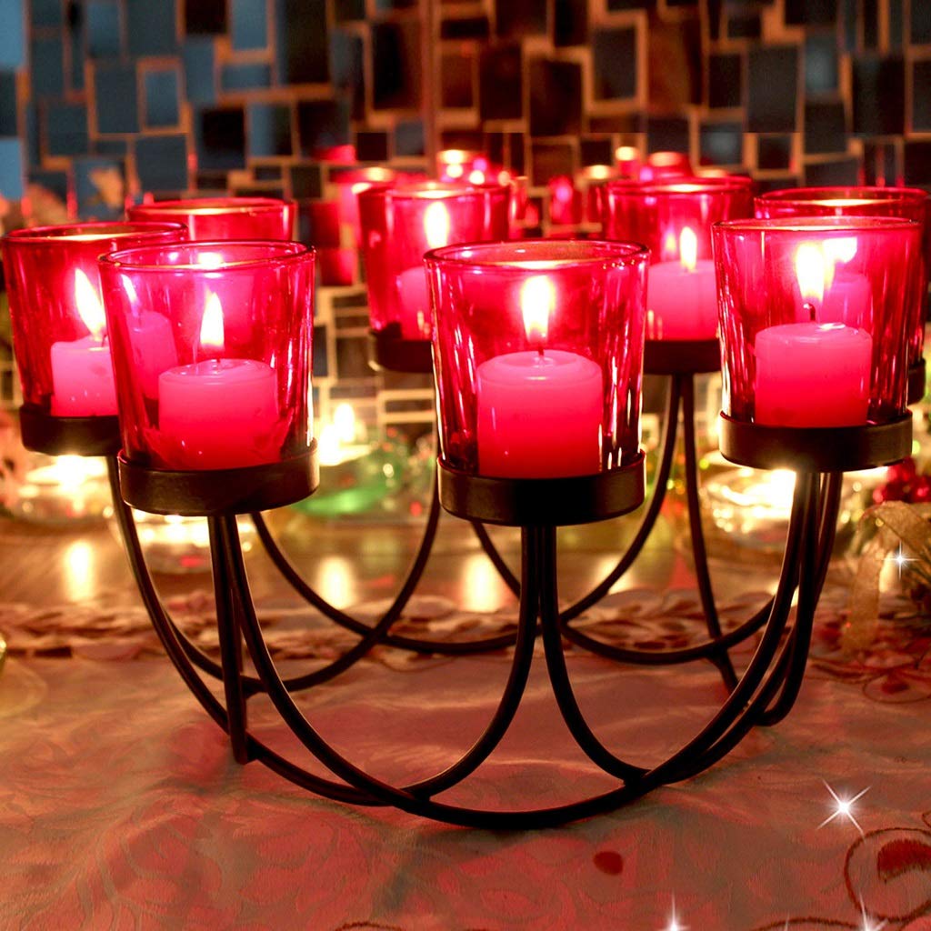 XILIN-1987 Candle Holderss Iron Candlestick Candlelight Dinner Glass Candle Holder Romantic Wedding Gift Living Room Table Decoration Decorative Candlestick