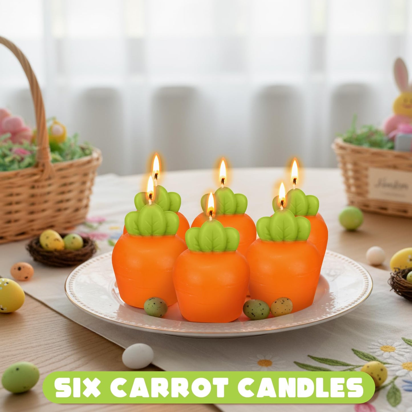 6 Pcs Carrot Candle Summer Decoration for Home Spring Table Decoration Carrot Tealight Scented Vegetable Soy Candle Basket Stuffer Spring Party Carrots Birthday Gift Table Centerpiece