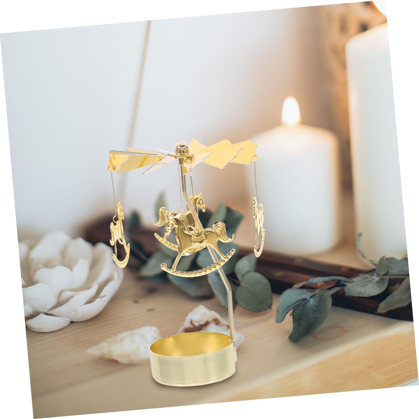 ULDIGI Candle Carousel Holder Elegant Rotating Metal Candle Stand for Romantic Dinners Weddings and Home Decor Unique Decorative Centerpiece for Tea Lights