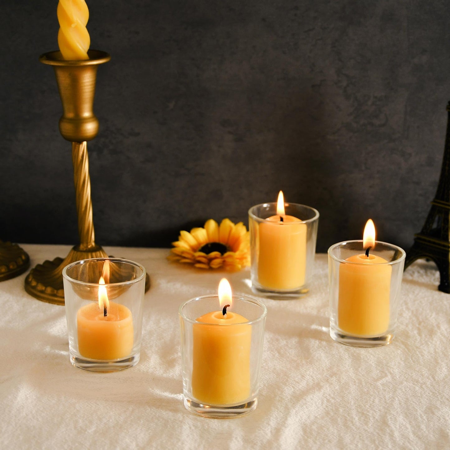 Pure Hand Poured 16-Pack 100% Natural Beeswax Candles Bulk, 9 Hours Long Burning, Unscented and Non-Toxic Candles for Prayers, Home Decoration, Spa, Christmas