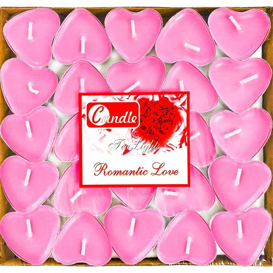 IJRPLM 50 Pack Heart Shaped Tealight Candles, Romantic Love Unscented Tea Lights Candles, Dripless & Long Lasting Smokeless, Mini Tealight Candle for Wedding Party Home Decor, Pink