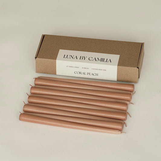 10 Pieces Luna By Camilia 12 Inch Taper Candles, Wedding & Events Taper Candles… (Coral Peach)