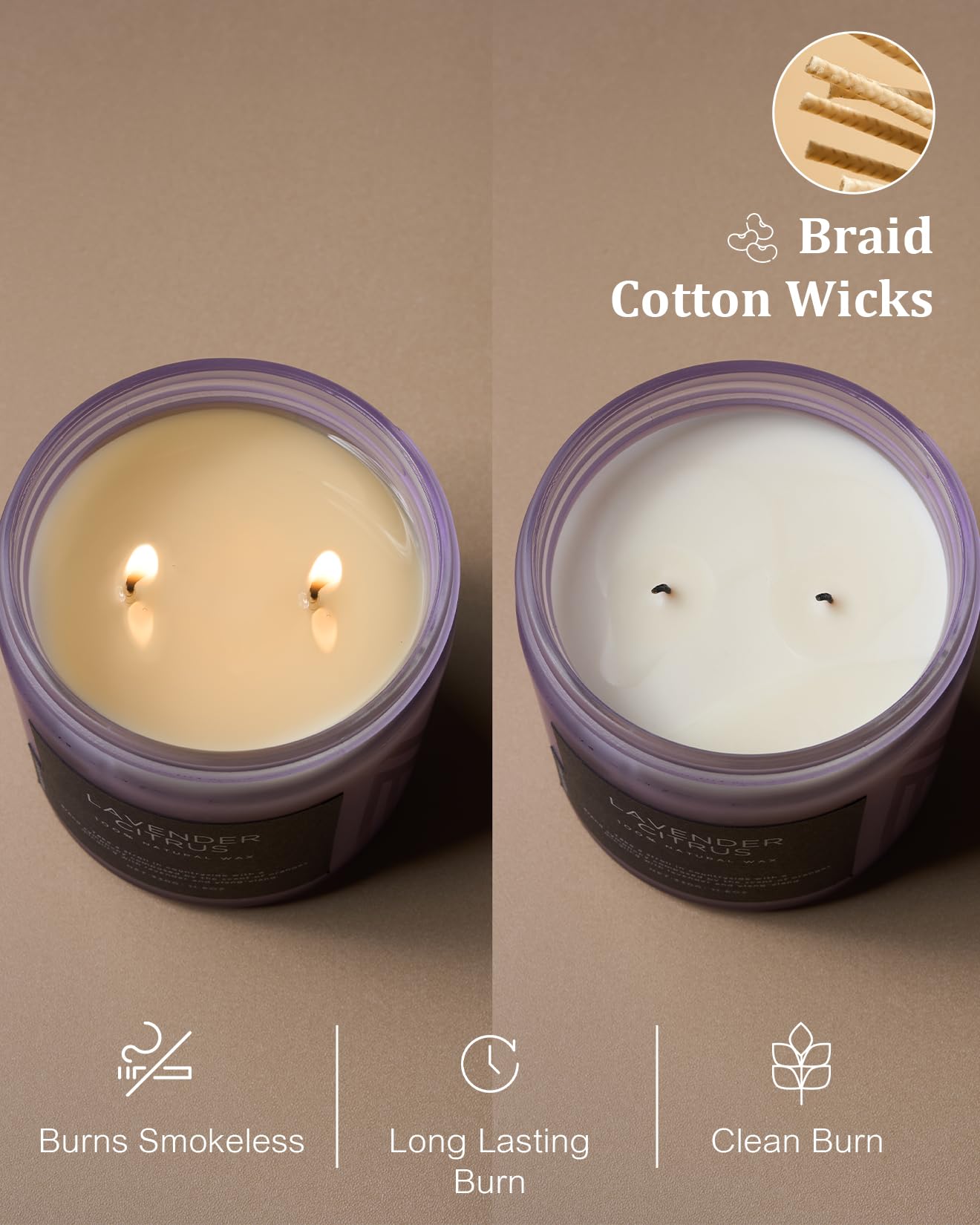 M&SENSE Lavender Citrus Home Scented Candles, 11.6oz Natural Soy Wax, 70 Hours Long Burning, Organic Candles Non Toxic, Aromatherapy Smelling for Mom, Home Fragrance for Meditation Relaxation