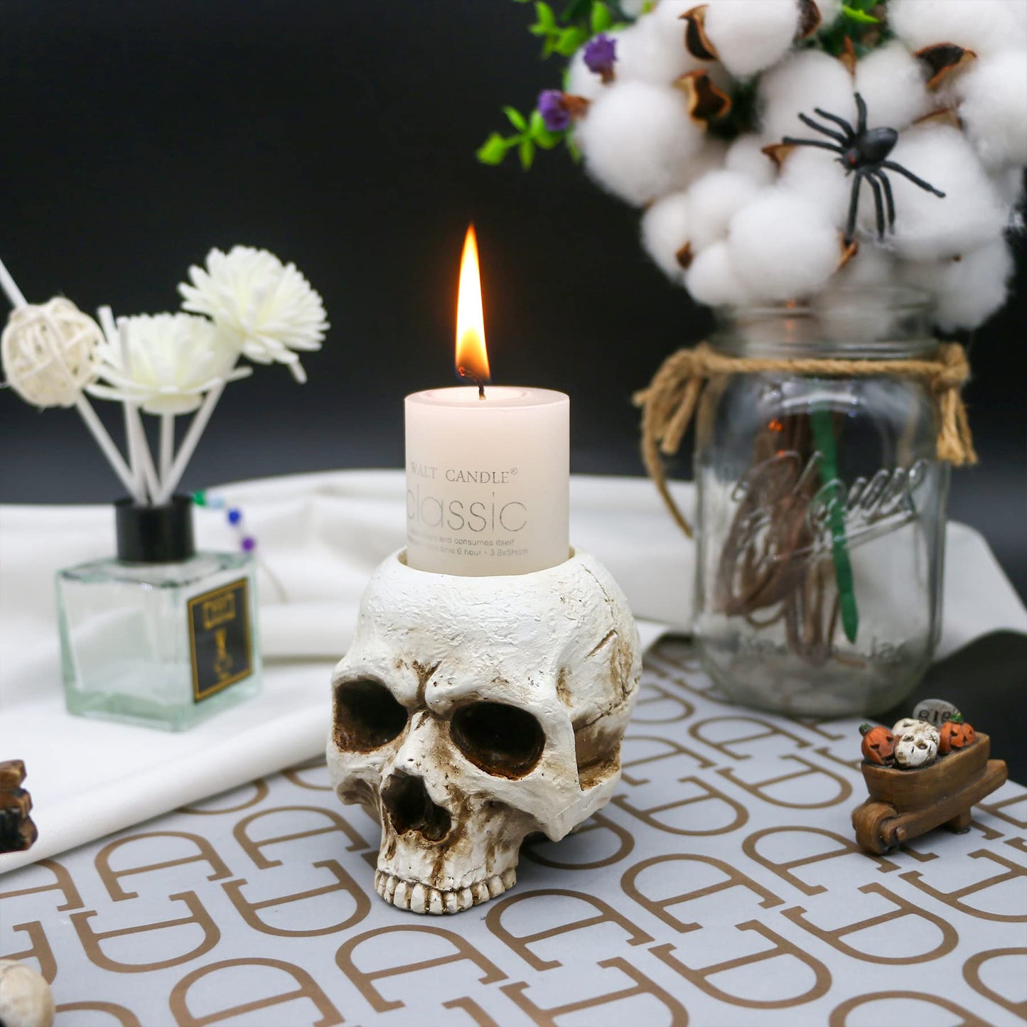 Skull Candle Holder - Gothic Shed Tears Human Skull Tealight Candle Holder Novelty Skull Bone Candlestick Halloween Home Bar Party Tabletop Decor