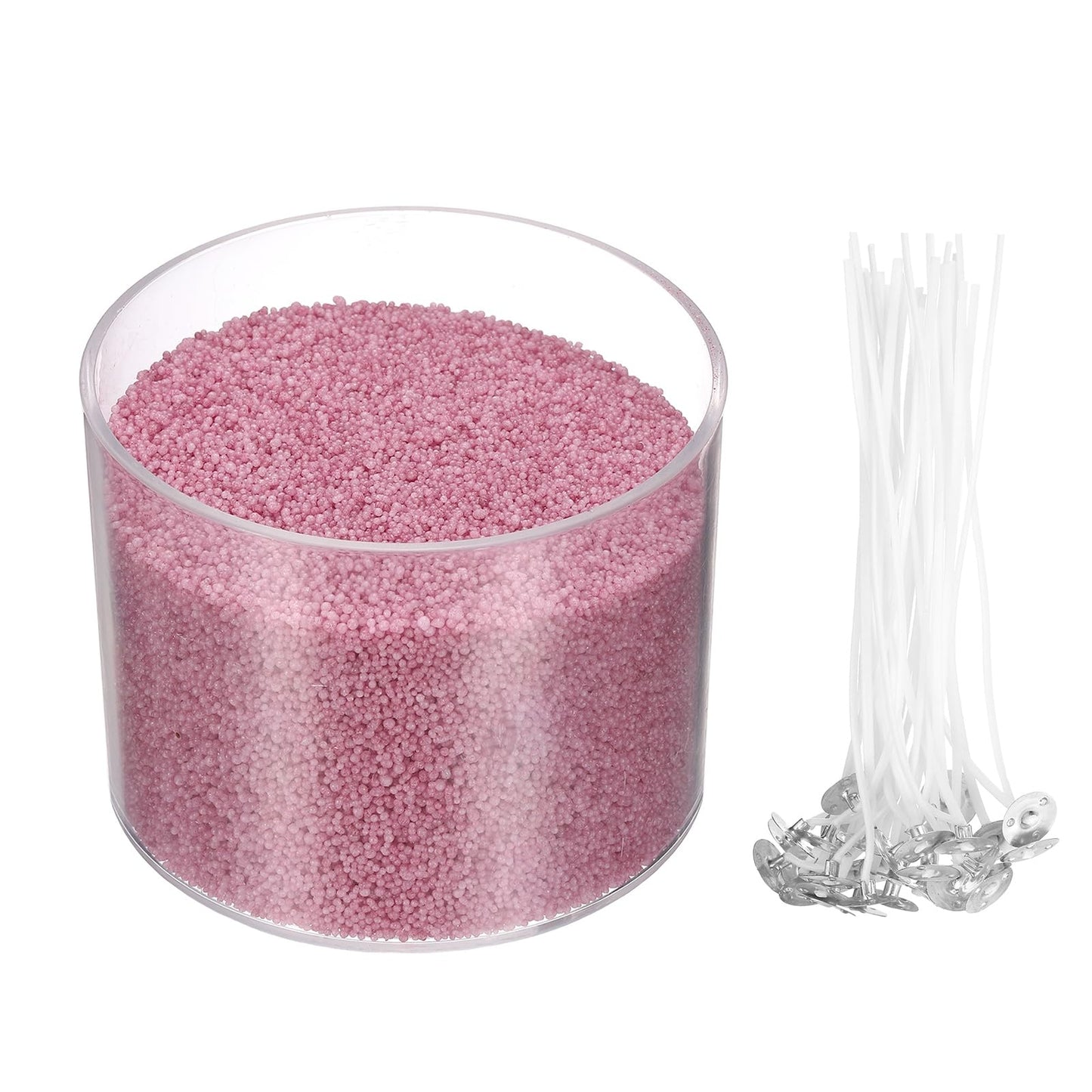 MECCANIXITY Pearled Sand Candles with 50 Pcs Wicks 21Oz / 600g Candle Beads Refillable Powder Sand Wax Making Kit for Thanksgiving Christmas Wedding Party DIY Home Crafts, Cherry Color