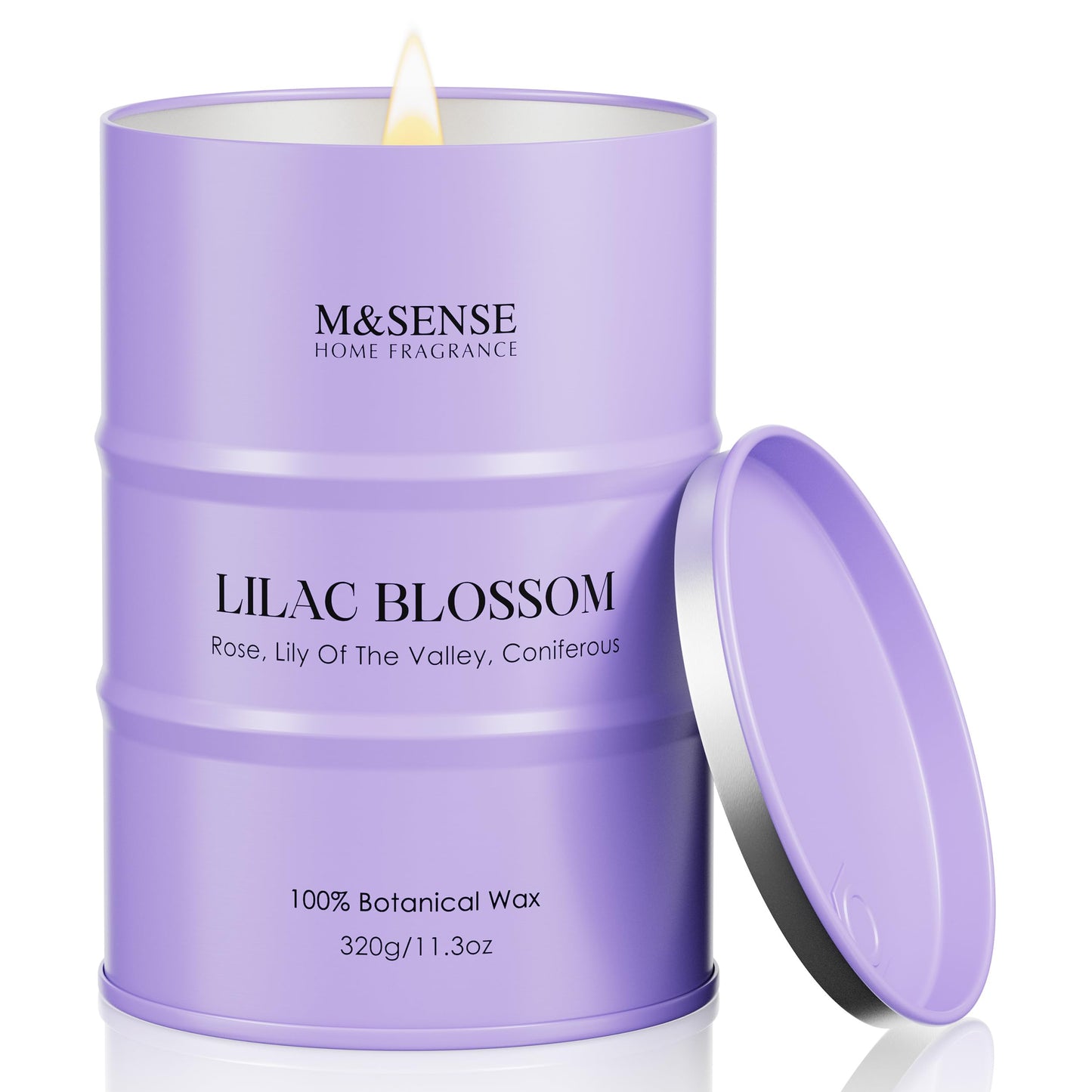 M&SENSE Lilac Blossom Soy Candles for Home Scented, 11.3oz 70 Hour Long Burning Aromatherapy Candle for Stress Relief Meditation Yoga Relaxing SPA, Housewarming Gifts for Women