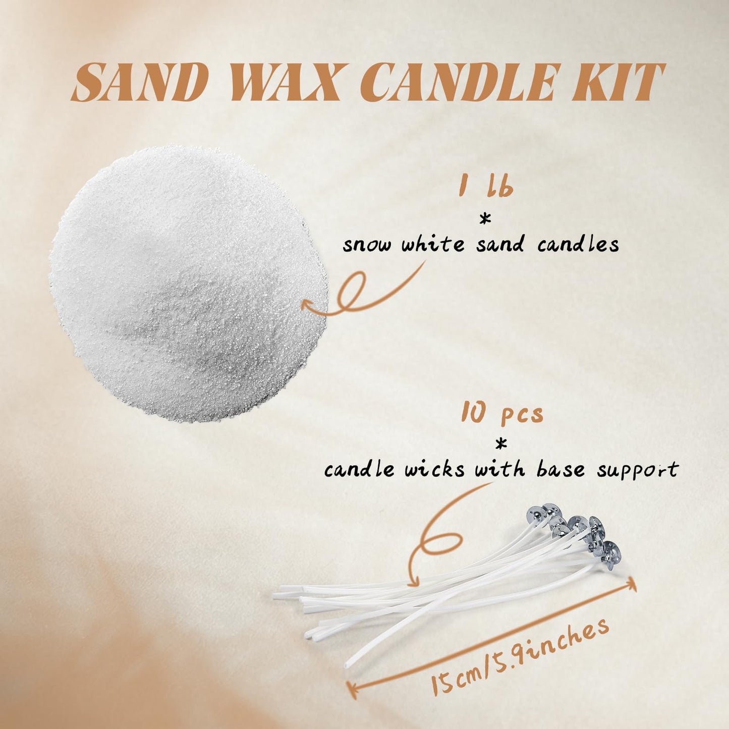 ENCANLIGHT Sand Candles with Wicks Sand Candle Kit-1Lb/16Oz Pearled Candle Sand for DIY Candles Reusable Pearled Candle with 10 Cotton Wicks