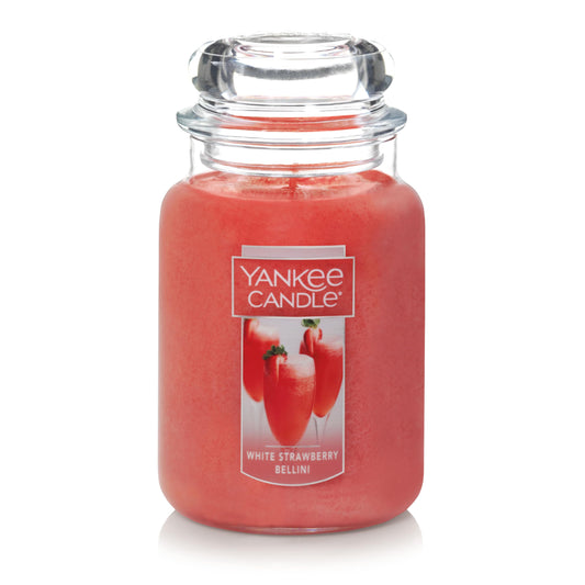 Yankee Candle Classic Large Jar Scented Candle, Single Wick Candle for Home Fragrance, Premium Wax Blend, Long Lasting Burn, White Strawberry Bellini (Pack of 1)