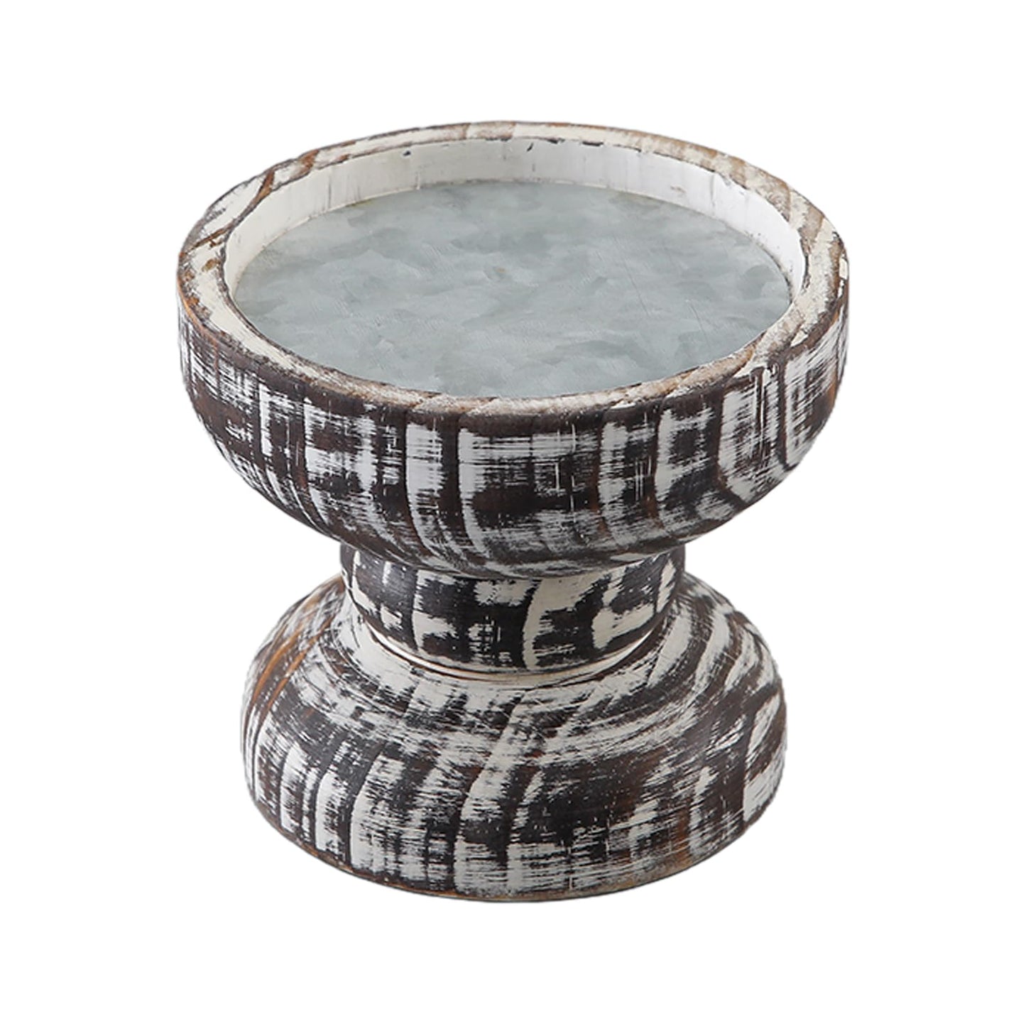 SOFE Wood Rustic Candle Holder, 5 Inches Tall Farmhouse Candle Pillar Holder, Distressed Small Plant Stand, Living Room, Dining Room, Centerpieces for Tables