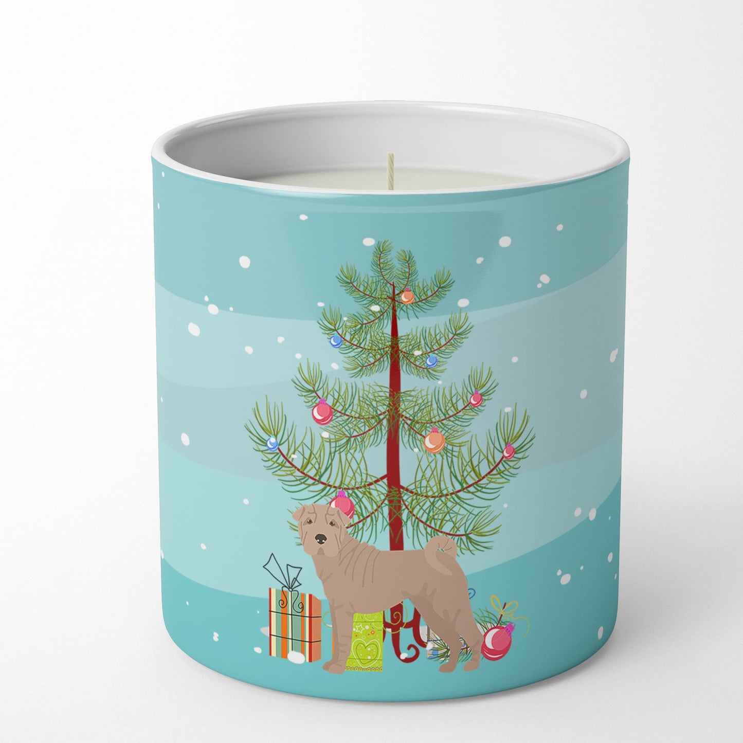 Caroline's Treasures CK3485CDL Shar Pei Christmas Tree 10 oz Decorative Soy Candle Nature Soy Wax Essential Oil Home Decor Ideal for Bedroom Kitchen Bath Office Gift, 10 oz