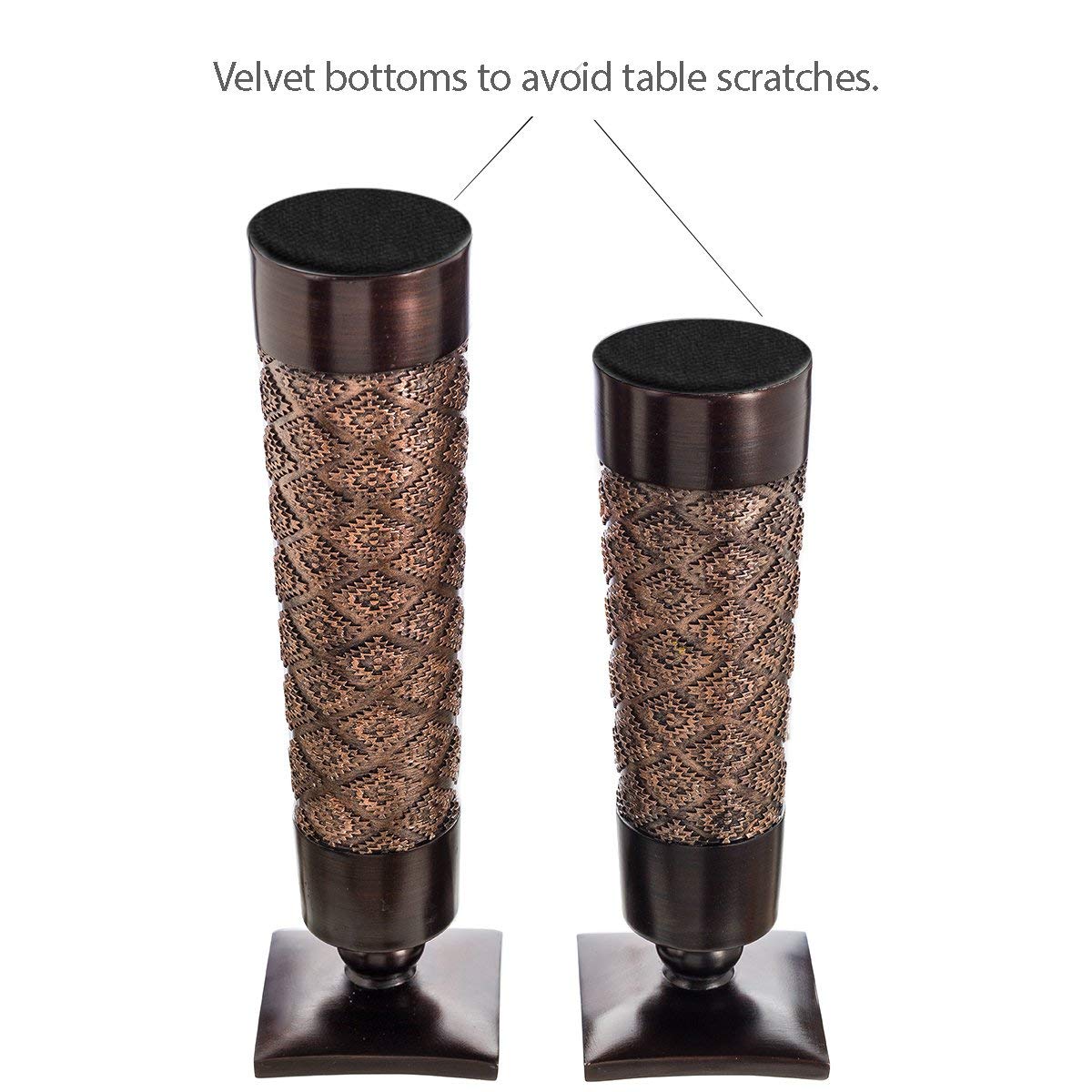 Creative Scents Dublin Brown Pillar Candle Holder Set of 2 - Home Decor Aesthetic, Coffee Table Decor Mantel Centerpieces Table Decorations, Living Room Decor or Dining Tabletop Decor -Gift Packaged-