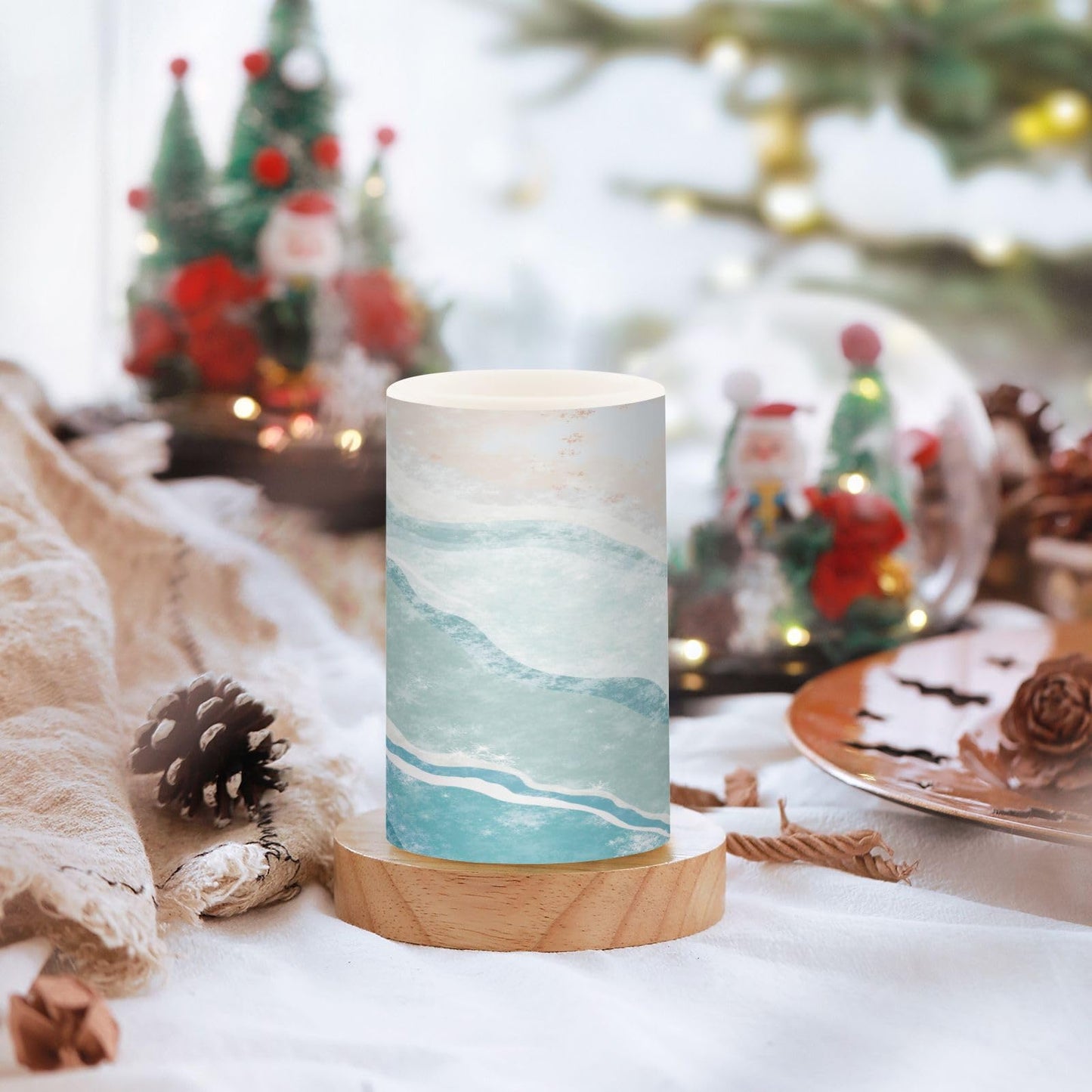BOENLE Flickering Flameless Candles, Bohemian Beach LED Candles with Remote Timer, Set of 2 Battery Operated Candle for Valentine Wedding Birthday