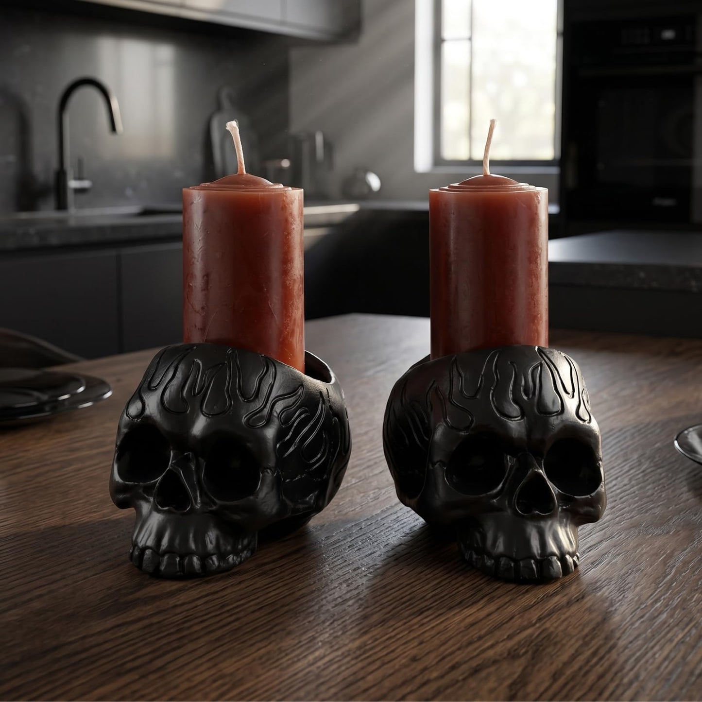 Skull Blood Candles 2 Pack - Bleeding Dripping Red Wax, Skeleton Reversing Skul Candle, Magic Skulls Candlestick Spooky Gothic Bar Decoration - 3.54 x 2.56 x 2.36-8 Hour Burn Time - Gute